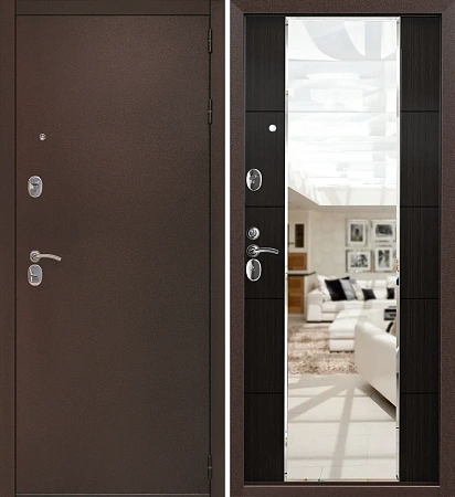 Входная дверь Страж 3-Контур Mirror Антик медь / Миланж темный