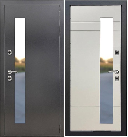 Входная уличная дверь DM Termo 5 Lite Муар серый / Эмалит белый