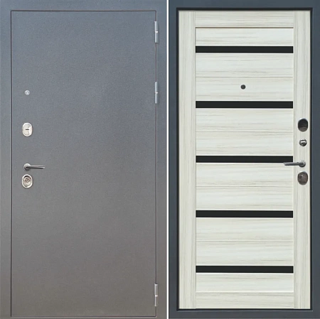 Входная дверь ДМ URBAN &quot;3К НОРМА Царга&quot; Серебро на черном / Дуб беленый